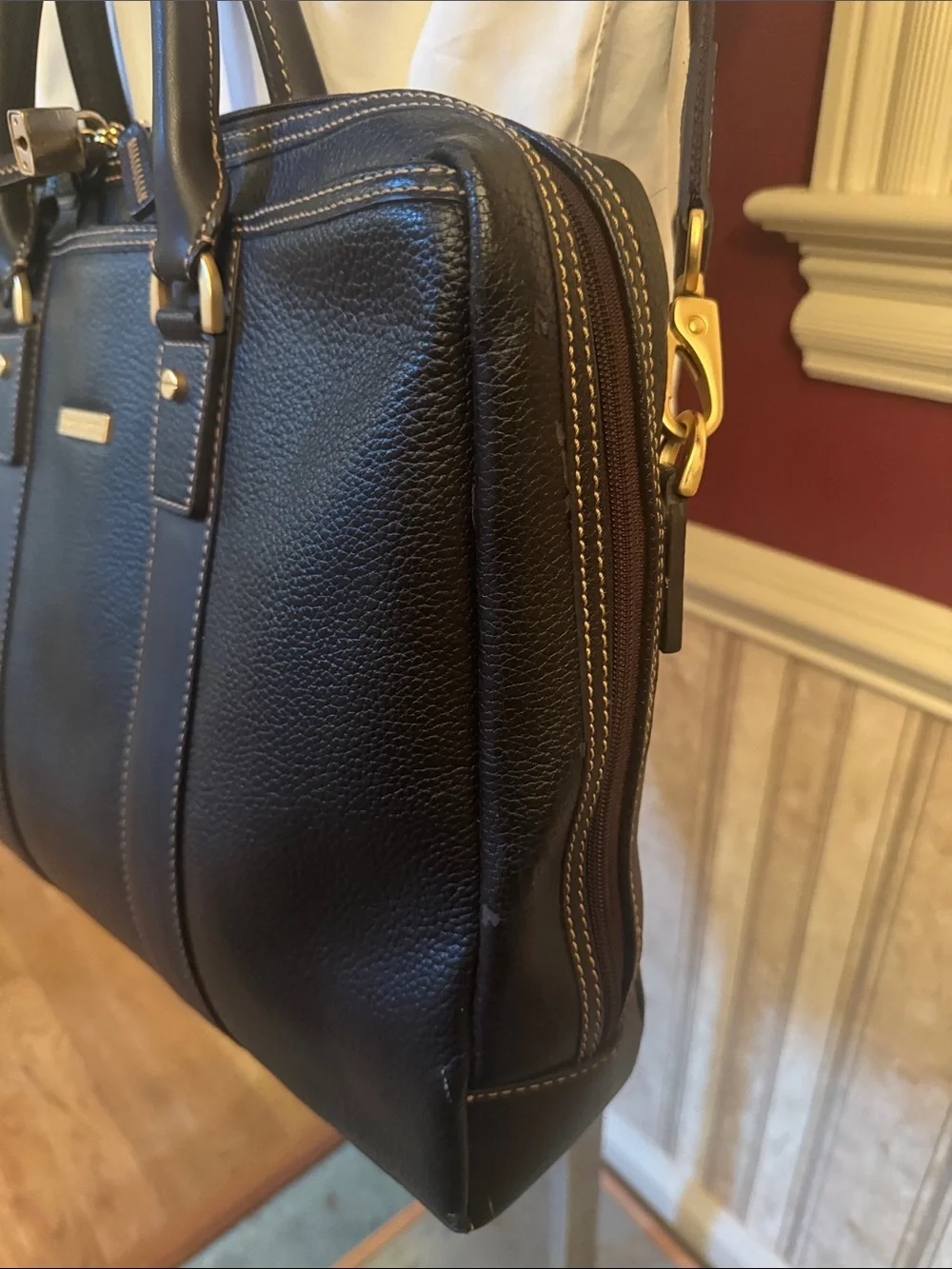 Black Pebbled Leather Men’s Briefcase - Classic Professional Bag